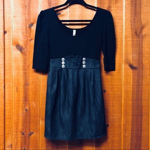 Black Xhilaration 3 Quarter Sleeve Mini Dress